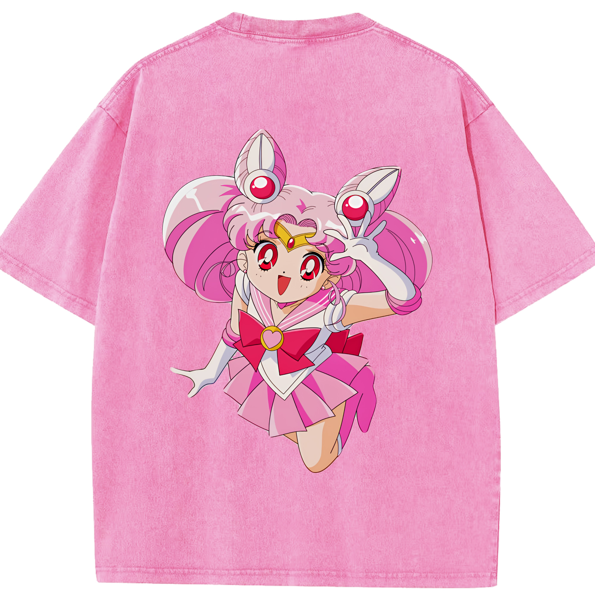 （画像用） 美少女戦士セーラームーン ちびうさ Sailor Moon Chibiusa Tsukino Usagi Small Lady Serenity 綿100% ヴィンテージ風 半袖Tシャツ（背面プリント）